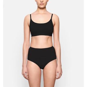 SKIMS Cotton Jersey Scoop Bralette Onyx Size M